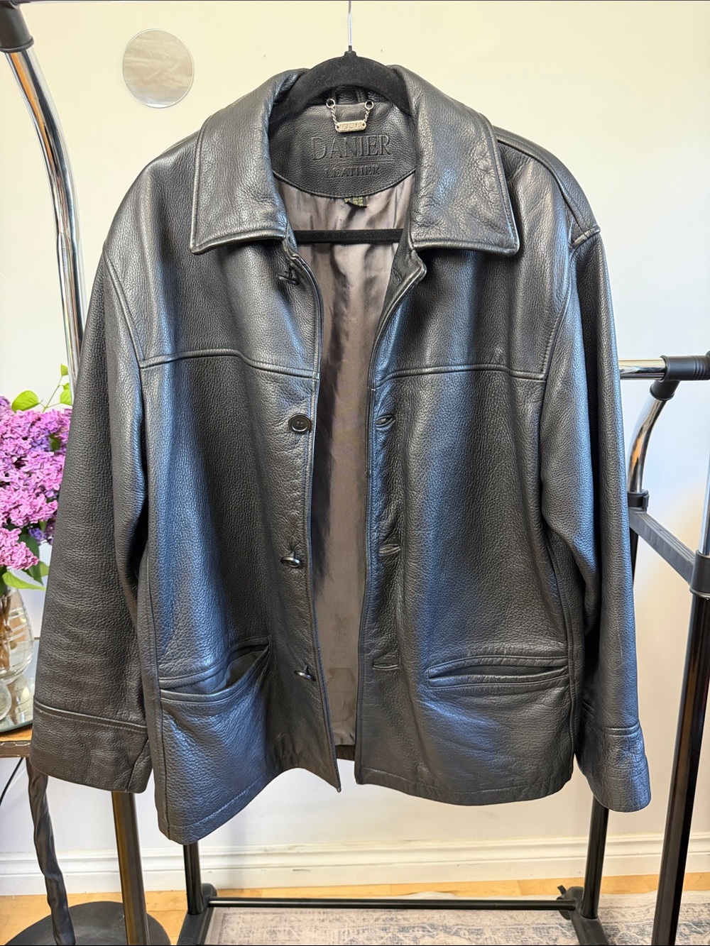 Danier Black Leather Bomber Jacket